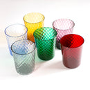 6 pieces set of colored blown glass glasses