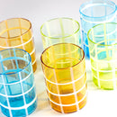 6 pieces set of colored blown glass glasses