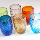 6 pieces set of colored blown glass glasses