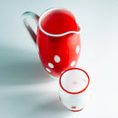 6 pieces set of glasses plus colored blown glass jug