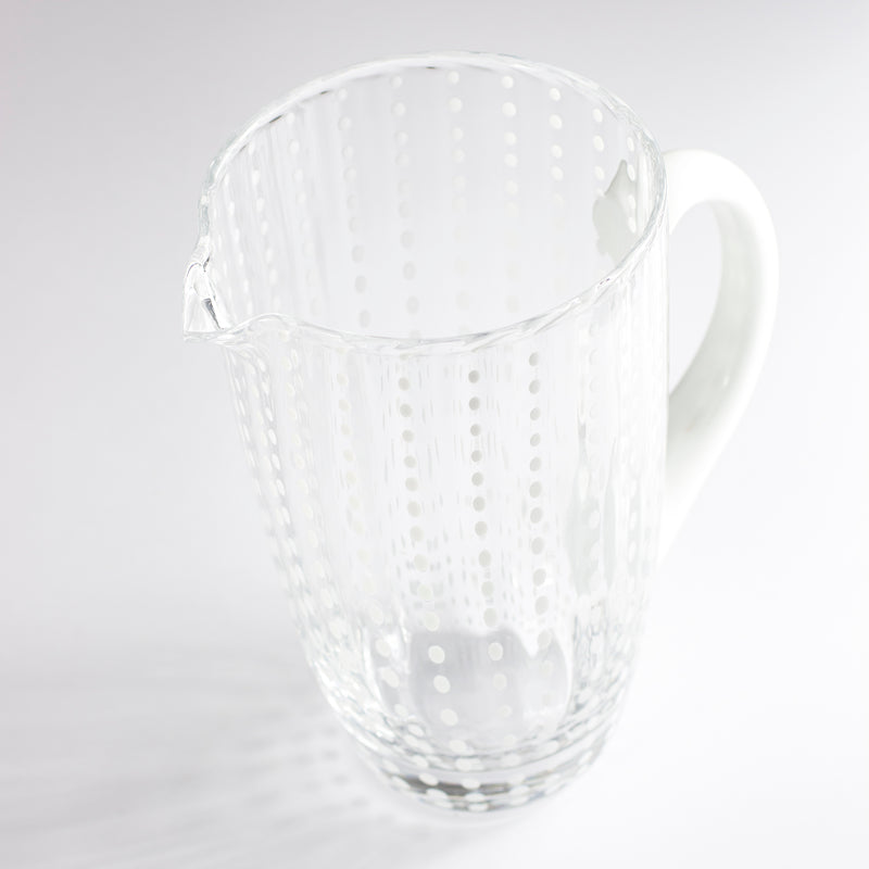 transparent blown glass jug