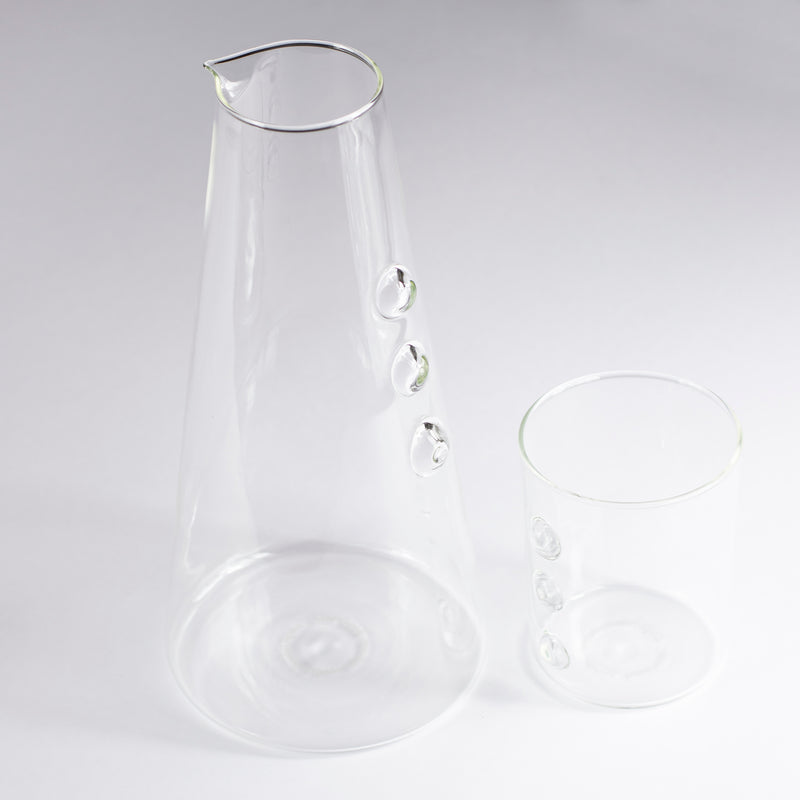 set 6 pezzi bicchieri più brocca in vetro borosilicato trasparente