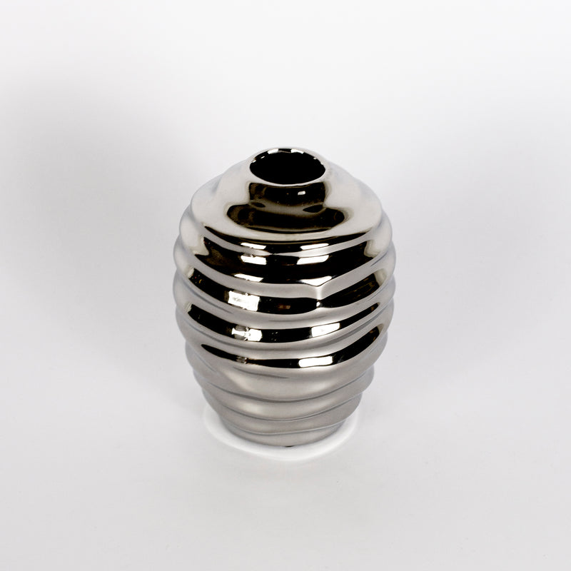 ceramic vase with chromed finish