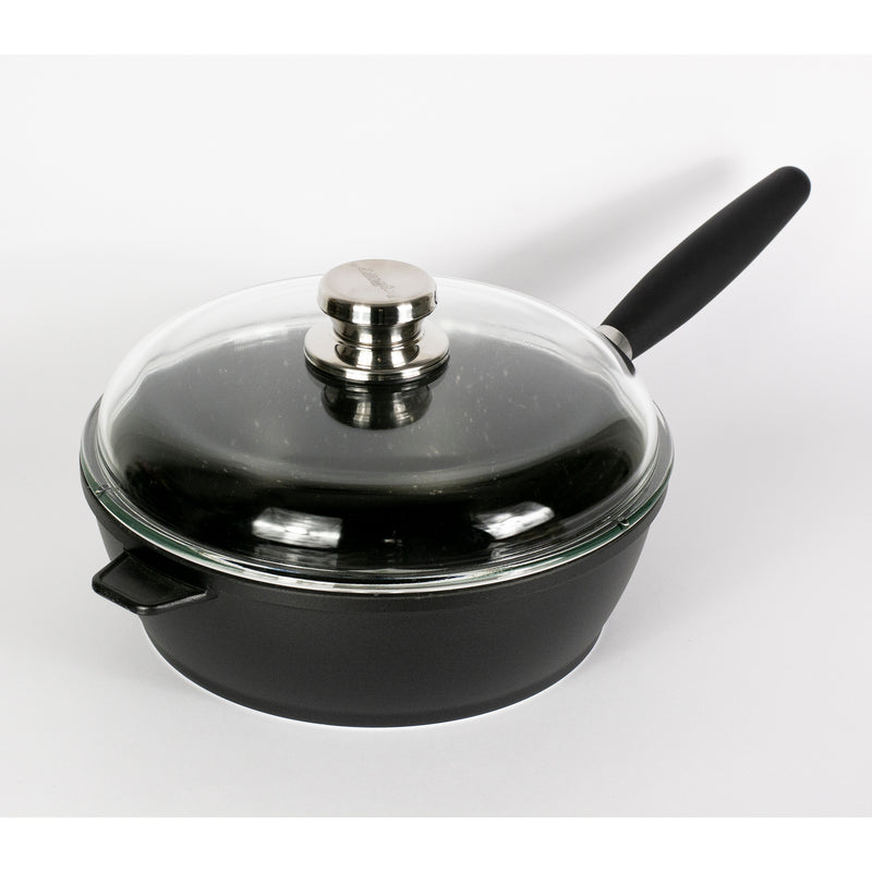 non-stick aluminum saucepan with lid and removable handle