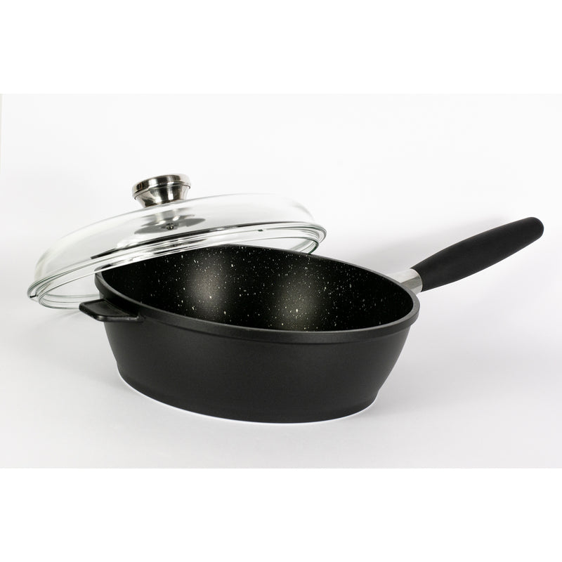 non-stick aluminum saucepan with lid and removable handle
