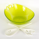 green salad bowl with salad servers
