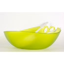 green salad bowl with salad servers