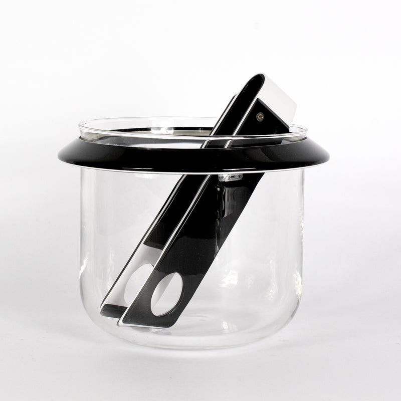 glass ice bucket with tongs