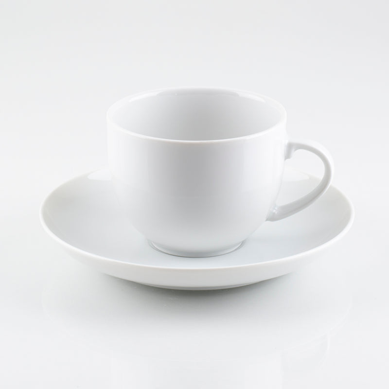 set 6 tazze da tè in porcellana bianca con piattino