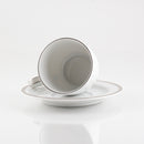 set 6 tazze caffè in porcellana filo platino con piattino
