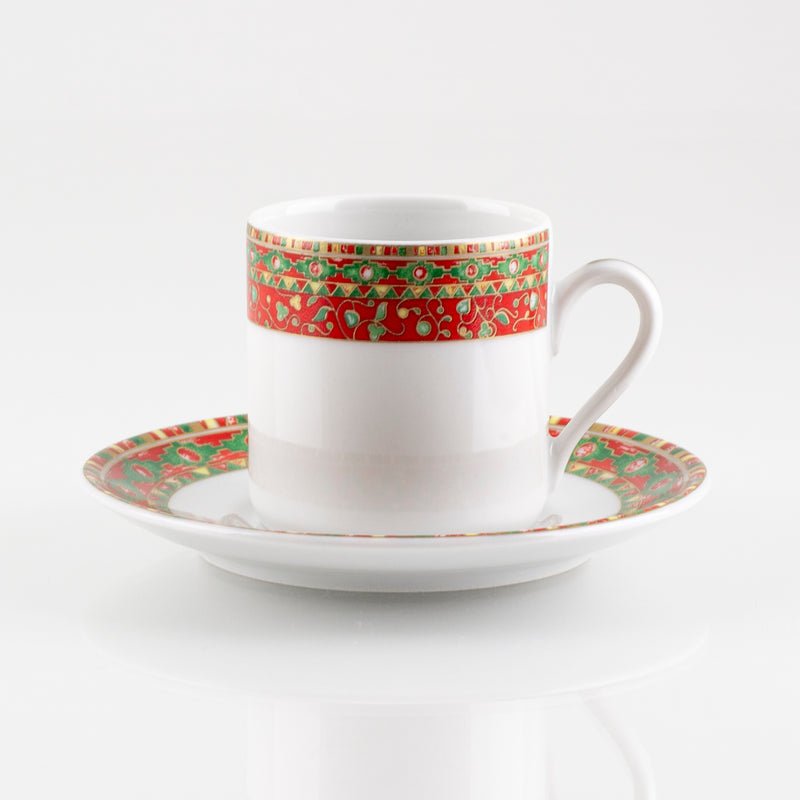 set of 6 porcelain coffee cups with saucers