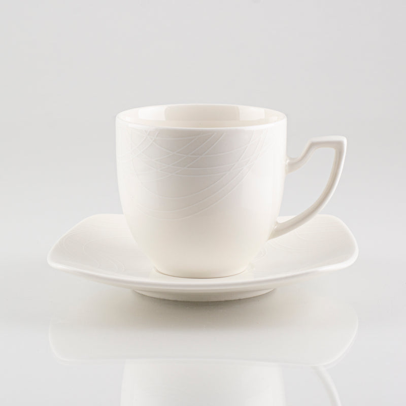 set of 6 coffee cups in silk-screened porcelain