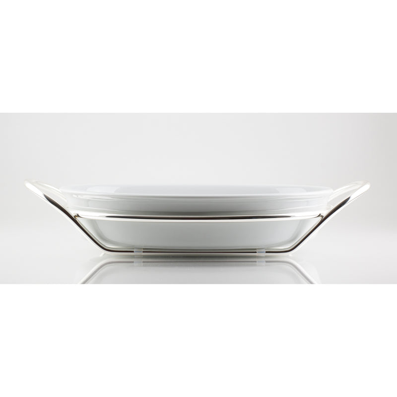 oval oven pan with removable silver metal base
