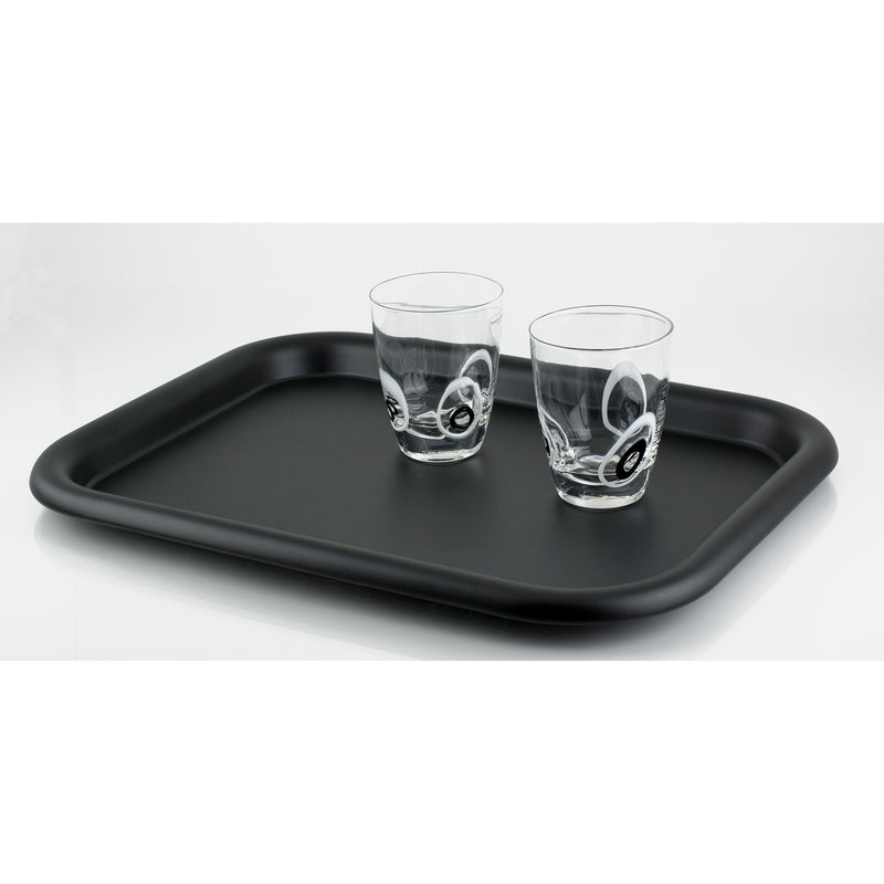 tray in matt black stainless steel
