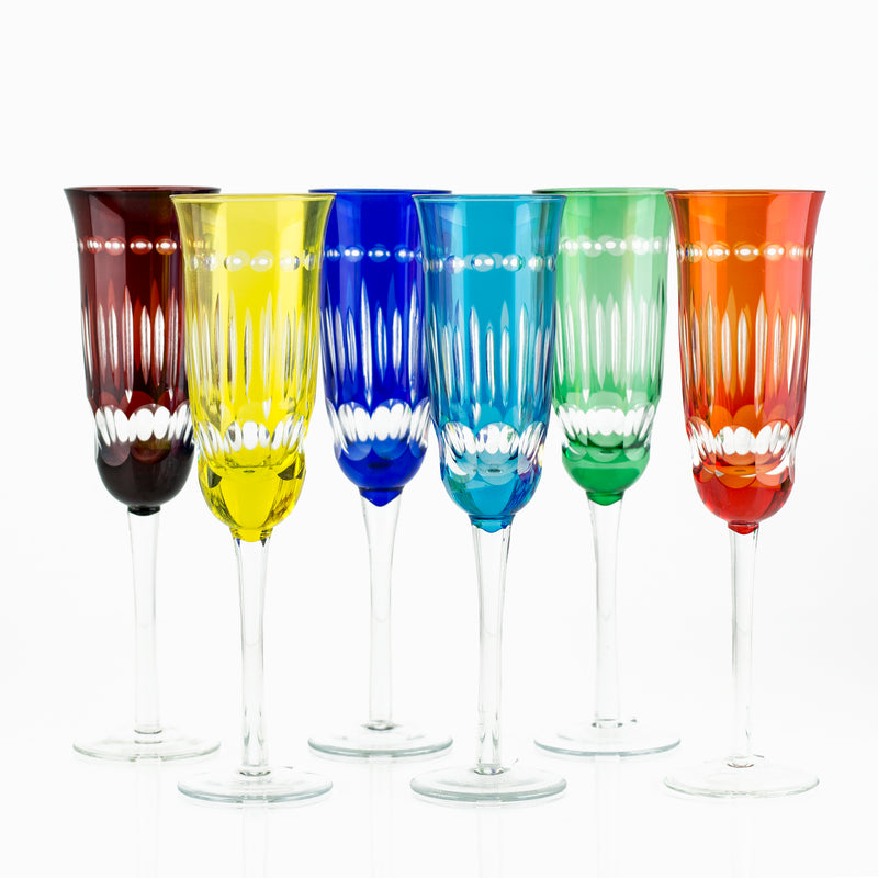 6 pieces set of cut crystal champagne glasses