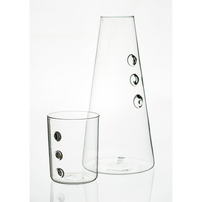 set 6 pezzi bicchieri più brocca in vetro borosilicato trasparente