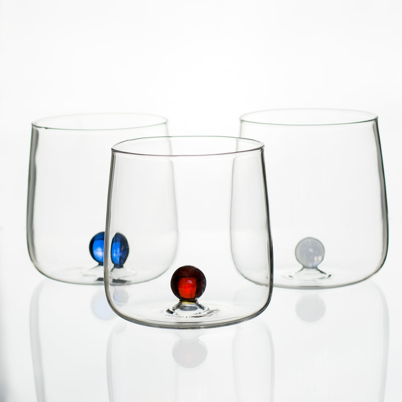 6 pieces set of colored glasses made of transparent borosilicate glass