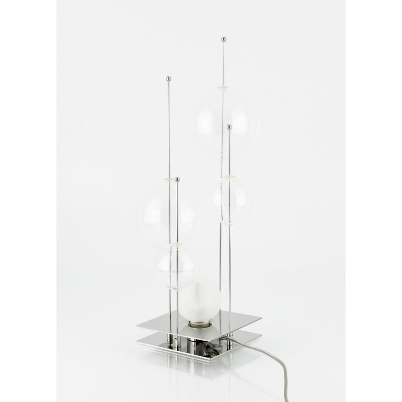 glass and stainless steel lamp