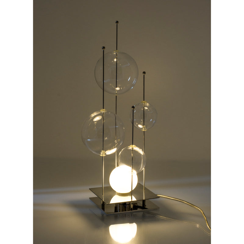 glass and stainless steel lamp