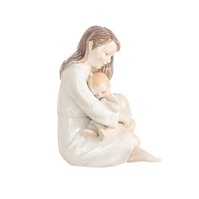 statuina maternità in porcellana decorata a mano