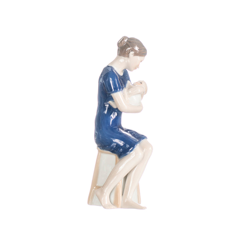 blue porcelain motherhood figurine hand decorated
