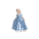 blue girl figurine in hand decorated porcelain
