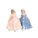 pink girl figurine in hand decorated porcelain