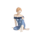 figurine young woman with sparrow in hand decorated porcelain