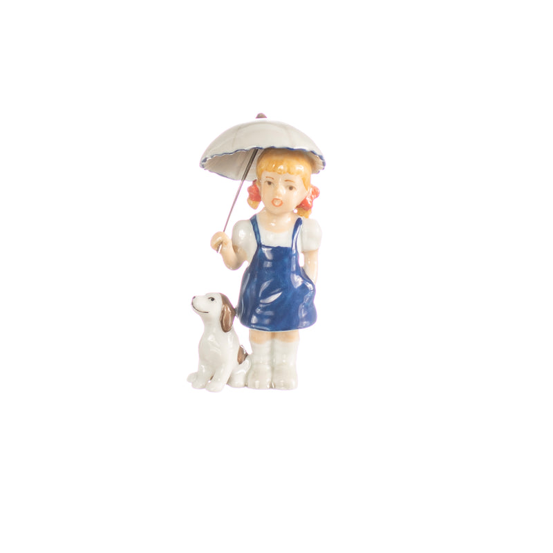 statuina bimba con ombrellino in porcellana decorata a mano