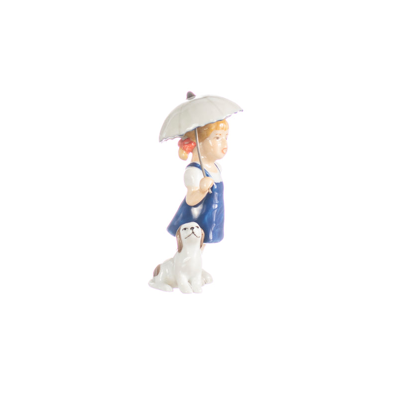 little girl with umbrella in hand decorated porcelain