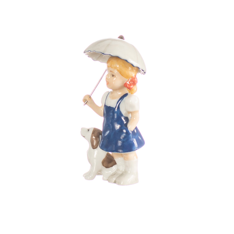 little girl with umbrella in hand decorated porcelain