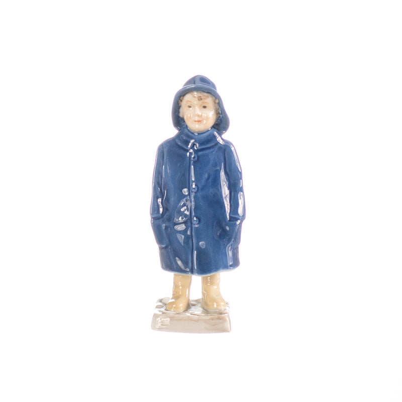 statuina bimbo cappotto blu in porcellana decorata a mano