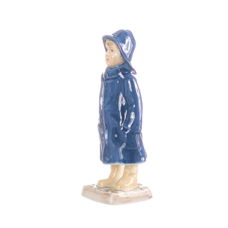 statuina bimbo cappotto blu in porcellana decorata a mano