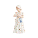 little girl figurine with white porcelain doll hand decorated