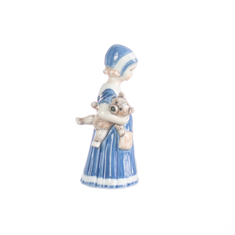 statuina bimba con peluche in porcellana decorata a mano