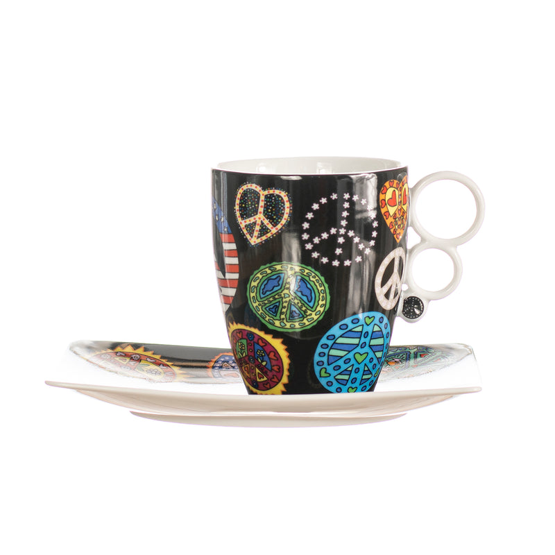 cup with plate in porcelain designed by James Rizzi