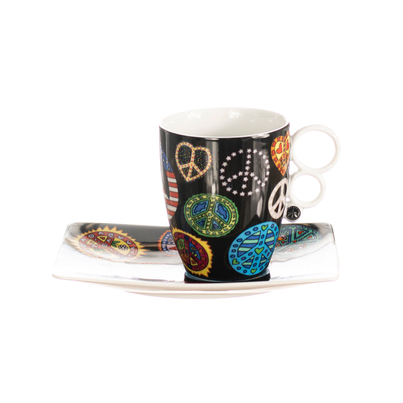cup with plate in porcelain designed by James Rizzi