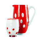 6 pieces set of glasses plus colored blown glass jug