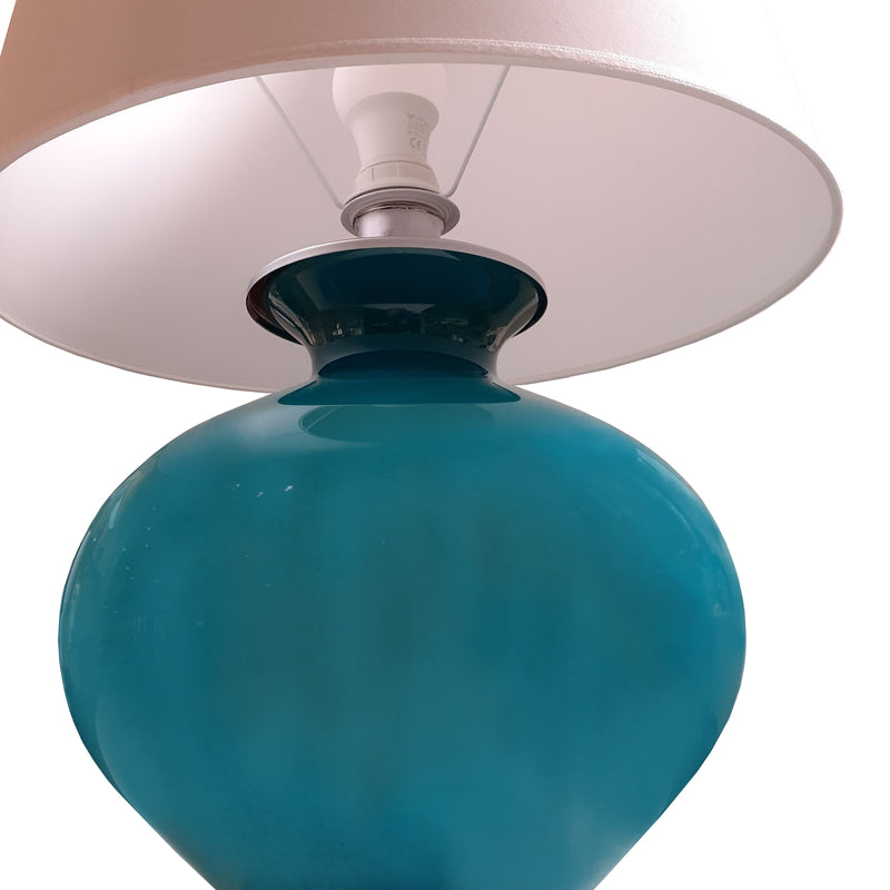 Lampada in vetro soffiato turchese